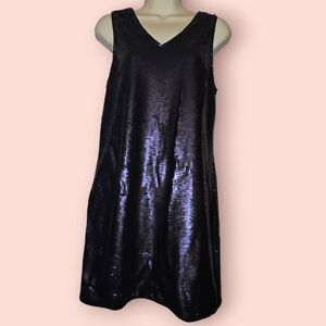 Banana Republic Sequined Dress Iridescent Blue V-neck Petite Cocktail Party 6P